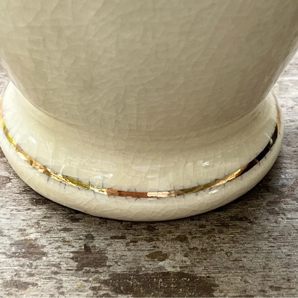 Vintage Crackled Glaze Style Vase with Bird and Flowers